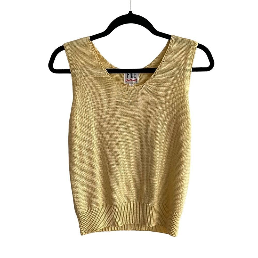 FIA ITALIA Vintage Handloomed Sleeveless Knit Tank Top Sweater Yellow S